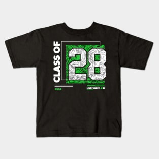 Class of 2028 Urban Streetwear // Graduation Class of '28 Green Kids T-Shirt